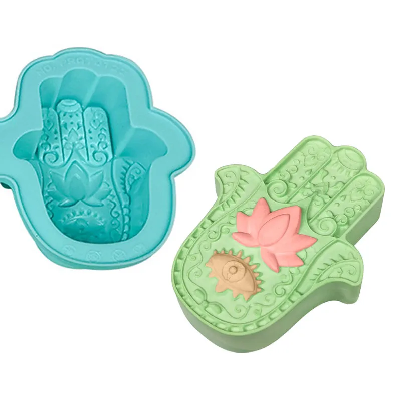 Silicone Soap Molds Hand of Fatima Lotus in Palm 1Pcs for DIY Candle Making