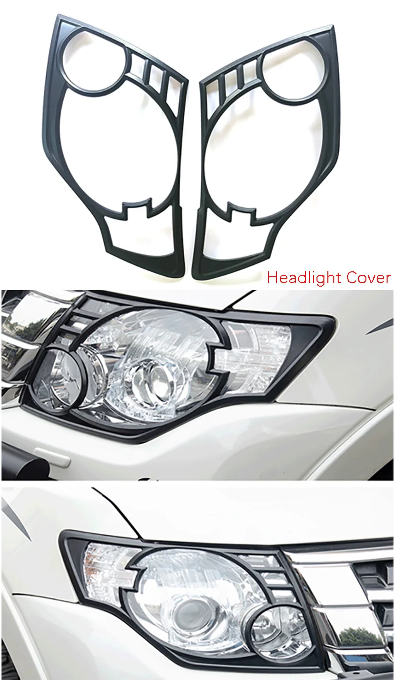 2Pcs Matte Black Head Light Cover Headlight Decoration Front Lamp Fit For Mitsubishi Pajero V93 V97 V87 | Автомобили и мотоциклы
