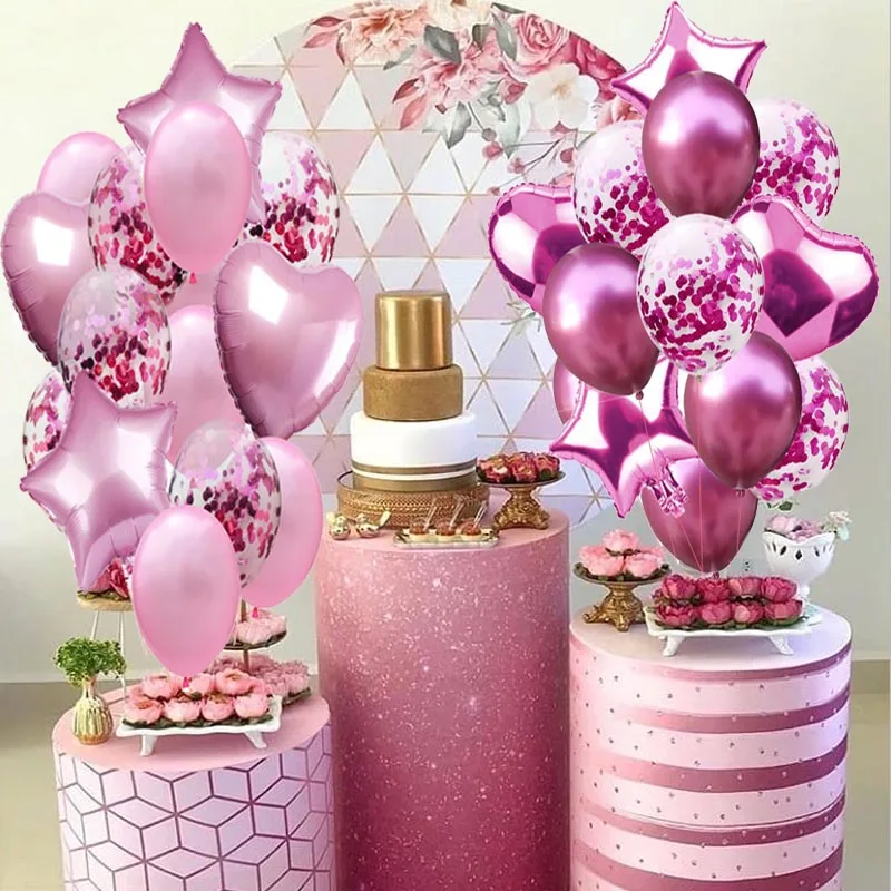 Смешанные розовые красные латексные шары с конфетти украшения вечерние надувной