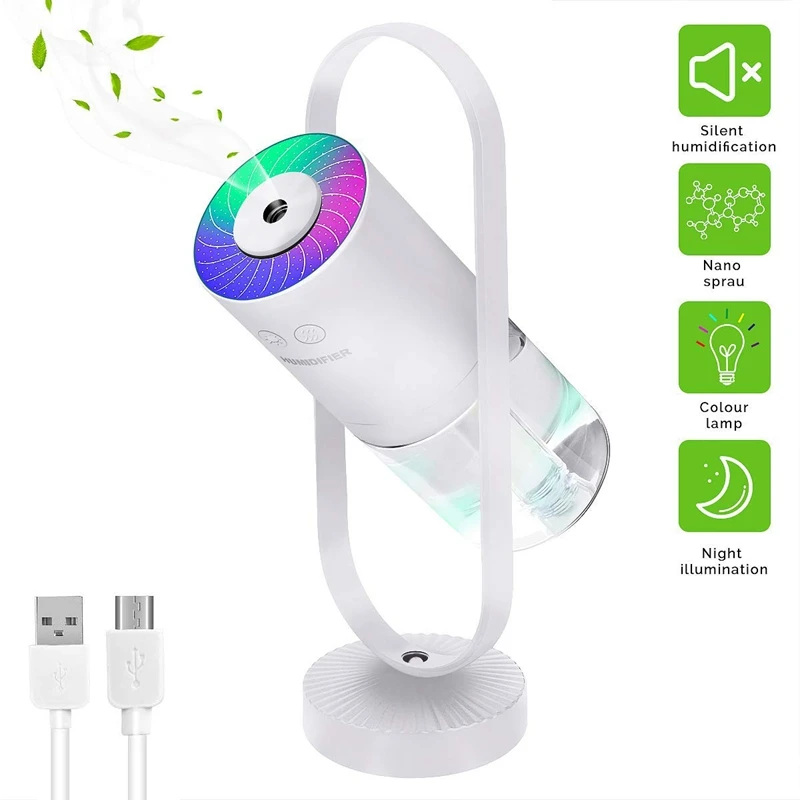 Портативный увлажнитель холодного тумана, USB увлажнитель с 7-Цвет светодиодный Ночной светильник, автоматическое отключение, крайне низкий уровень шума, подходит для младенцев, детская одежда