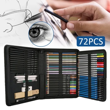 

72PCS Drawing Pencils Set Sketch Wood Colored Pencils Oil Colored Pencils Marker Pens Art Supplies For Professional Painting