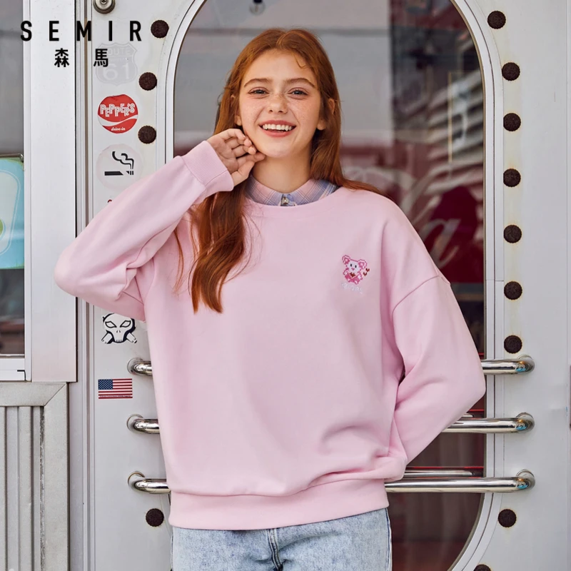 Свитшот SEMIR Женский свободного покроя милый мультяшный принт с вышивкой модная