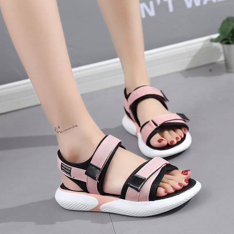 

Price Summer New Style Cloth Velcro Soft-Sole WOMEN'S Sandals Version-Style Open-Toe Thick Bottomed Sandals Fashion
