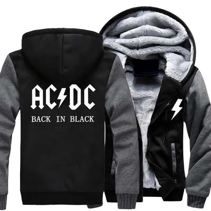 AC DC Толстовка Мужская Хип-Хоп рок группа ACDC черная толстовка мужская повседневная Уличная толстовка на молнии зимняя куртка
