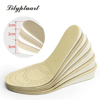 

Lilyptuart Women men Height Increase Insoles Memory Foam Leather Comfort Breathable Invisible Inserts Pad Increased Cushion