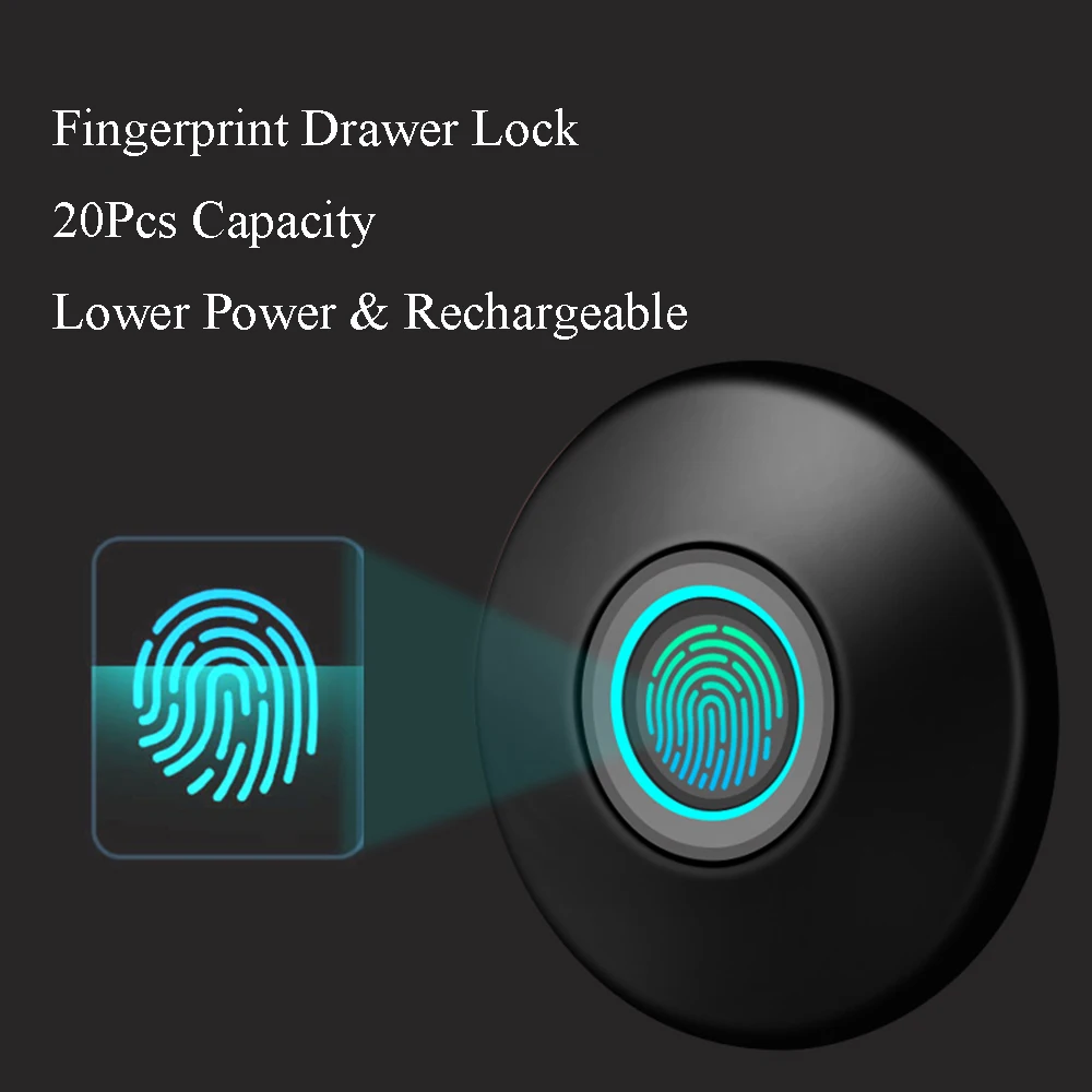 

Fingerprint Drawer Lock With Low Power Warning Mini Smart Electric Keyless Door Lock Anti-theft Locks For Cabinet Wardrobe