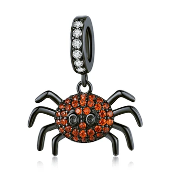 

Dark Spider Pendant Charm for Original Snake Bracelet 925 Sterling Silver Black Gold Plated Fashion Jewelry SCC1416