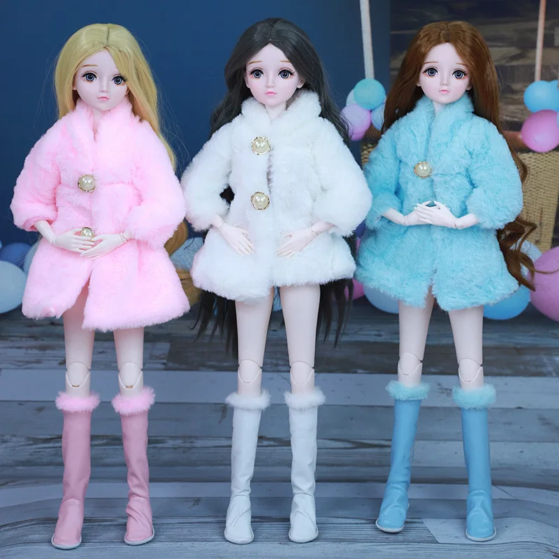 

1/3 Bjd Doll Clothes 60cm Beautiful Handmade Fashion Plush Coat Doll Shoes Dress Up Doll Accessories Dolls for Girls Toys Gifts