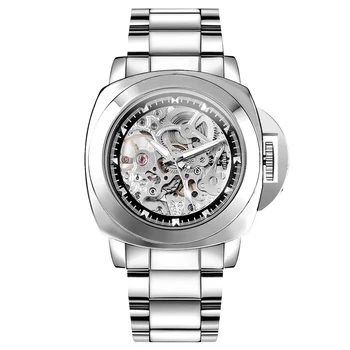 

Men's Mechanical Watches With Silver Stainless Steel Strap Fashion Men Watch Hollow Out Design Male Clock Relogio Masculino 922