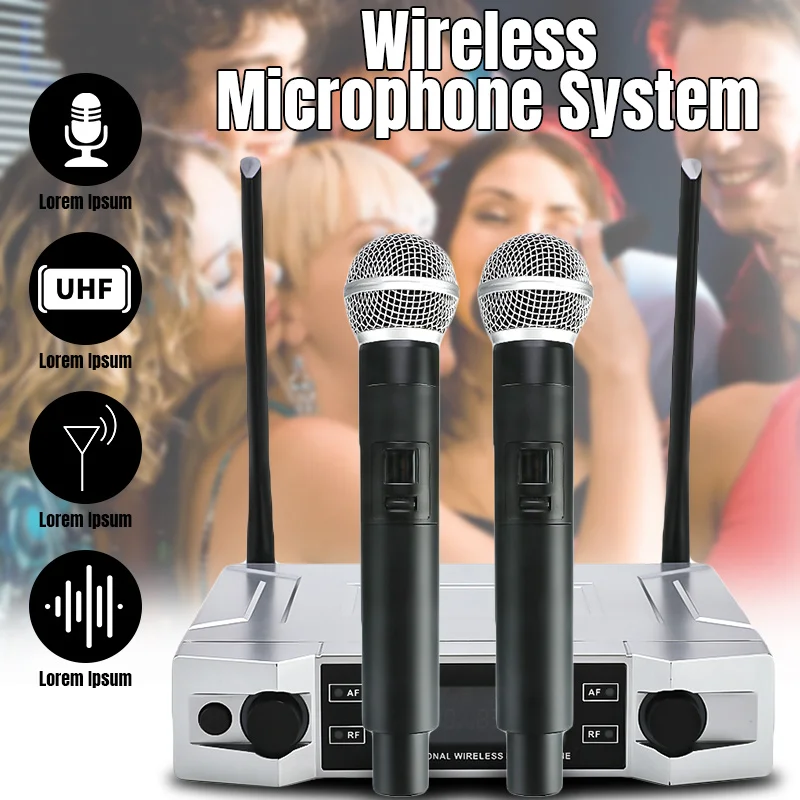 Профессиональный UHF беспроводной караоке микрофон системы ЖК-дисплей+ двойной ручной микрофон для дома вечерние KTV