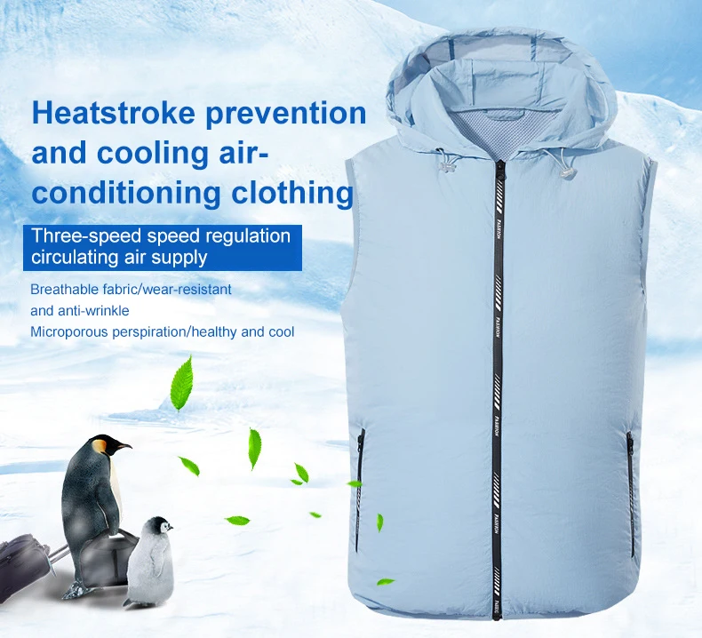 Brand Men summer hood vest Air Conditioning Clothing Fan Cooling