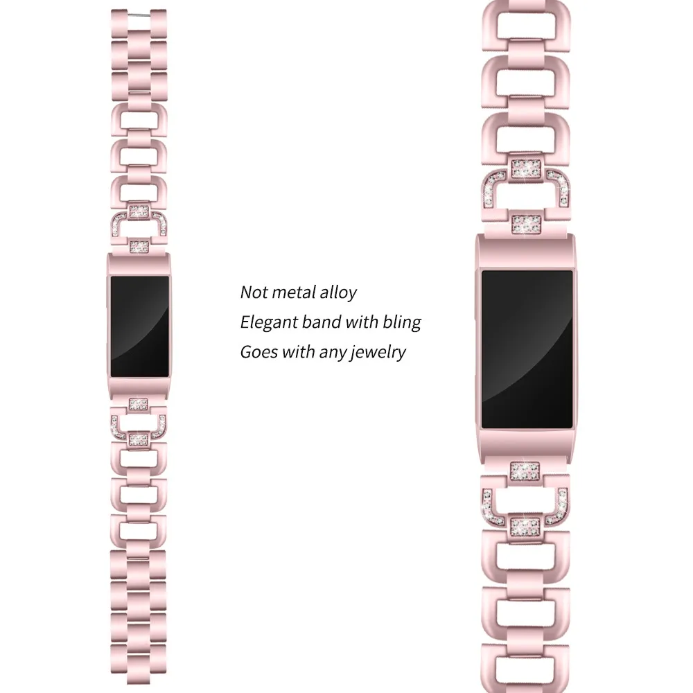 Ouhaobin Смарт-часы браслет из нержавеющей стали с бриллиантами для Fitbit Charge 3 сменные Аксессуары Для fitbit charge3 916#2