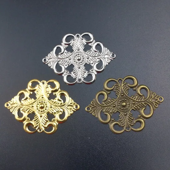 30x42mm 20pcs Филигранные обертывания металлические амулеты для украшение для скрапбукинга DIY ювелирные изделия металлические ремесленные обертывания - Цвет: 30x42mm 20pcs