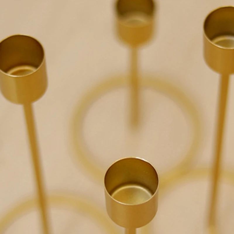 Promotion! 5Pcs European Gold Candle Holders Metal Pillar Candlestick Wedding Luxury Table Romantic Decorations New Year Party D