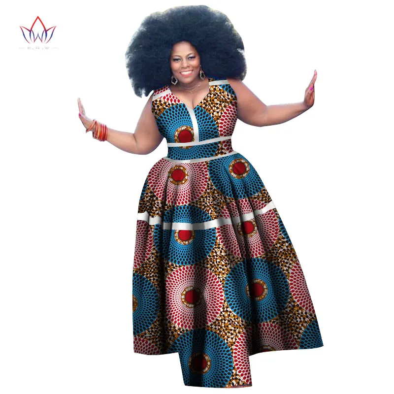 

African Clothing Traditional African Print Unique Dashiki Dress Sleeveless Maxi Dress Sego Headtie Women African Clothing WY2540