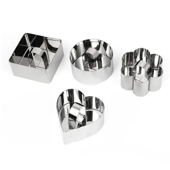 Mousse Cake Mold Stainless Steel Salad Dessert Cupcake Mould Flower Heart Shaped Mousse Ring Baking Tools 2 Mousse Cake Mold Stainless Steel Salad Dessert Cupcake Mould Flower Heart Shaped Mousse Ring Baking Tools