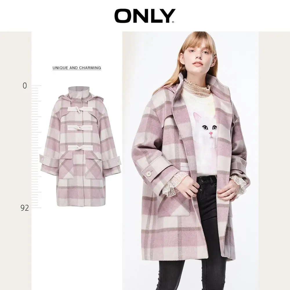 lower price  ONLY Autumn Winter Women's Cotton-rich Checked Woolen Coat  11934S511