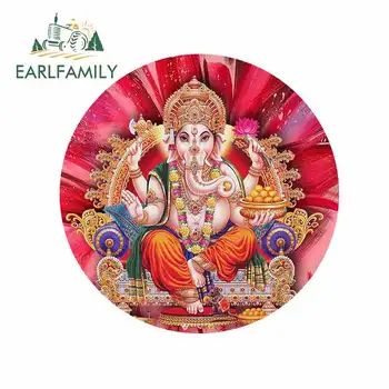 

EARLFAMILY 13cm x 13cm for Hindu Lord Ganesha Indian India Funny Car Stickers Vinyl Car Wrap Fashion Personality Creative Decal