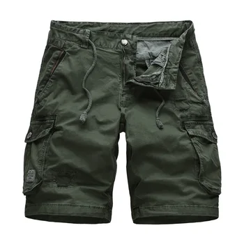 

2020 Summer Men Casual Cotton Cargo Shorts Mens Army Green Short Pants Male Beachshorts Bermuda Shorts 38