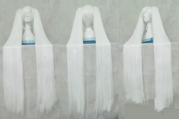 

Vocaloid MIKU Cosplay Wigs High-temperature Fiber Synthetic Hair White Long Hair With Double Ponytails + free hair net