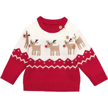 

Christmas Sweater Winter Thick Knitted Baby Sweater Tops Bottoming O-Neck Pullover Turtleneck for Boy Girl Kids Clothes
