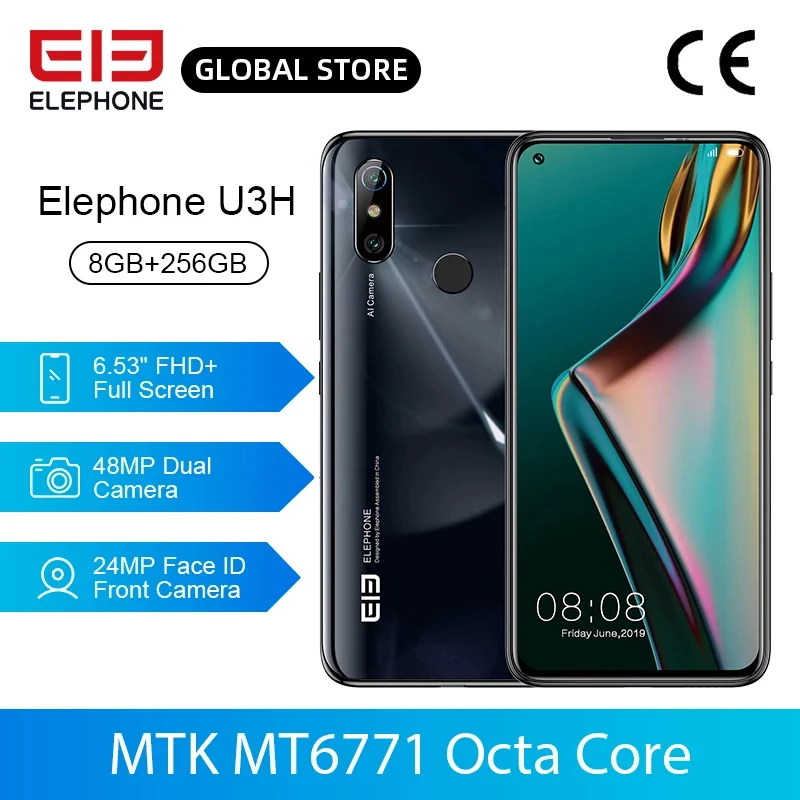 ELEPHONE U3H 8 Гб 256 Смартфон Helio P70 6 53 дюймов FHD + 48MP двойная задняя камера s 24MP