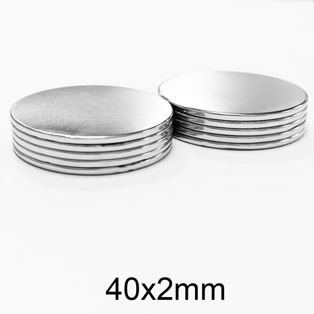 1/2/5/10PCS 40x2 Round Rare Earth N35 Thin Powerful Strong