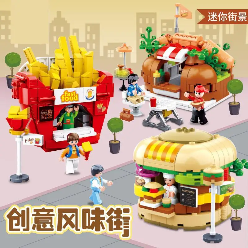 

City Food Street Compatible DIY Architecture Building Blocks Sluban 0705 toy Friends Bricks Toys constructor