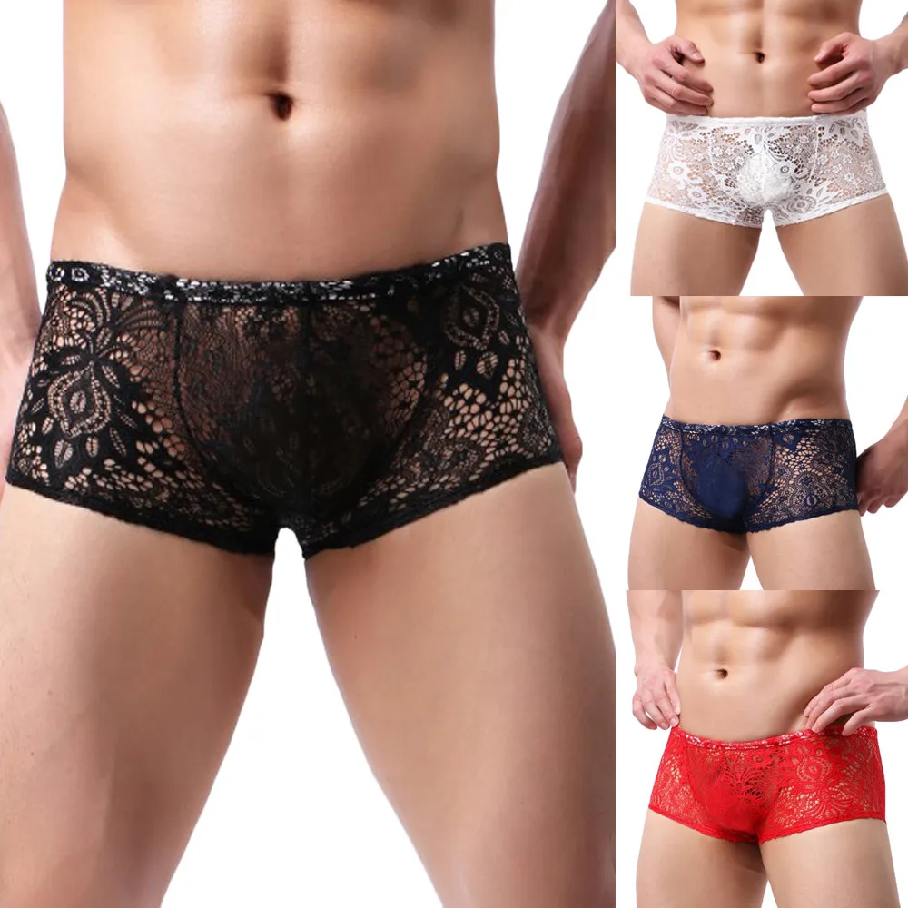 

Men Boxer Underpants Sexy Shorts Underwear Lace Underpanties ropa interior hombre calzoncillo hombre Dropshipping