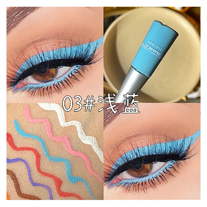 03 Light blue Cmaadu матовая красочная подводка для глаз, ручка для макияжа, жидкая подводка для глаз, водостойкая, стойкая, синий, зеленый, белый, для глаз, косметический карандаш - Цвет: 03 Light blue
