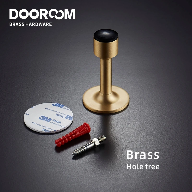 Brass Door Stopper Hole Free Bathroom Floor Wall Mount