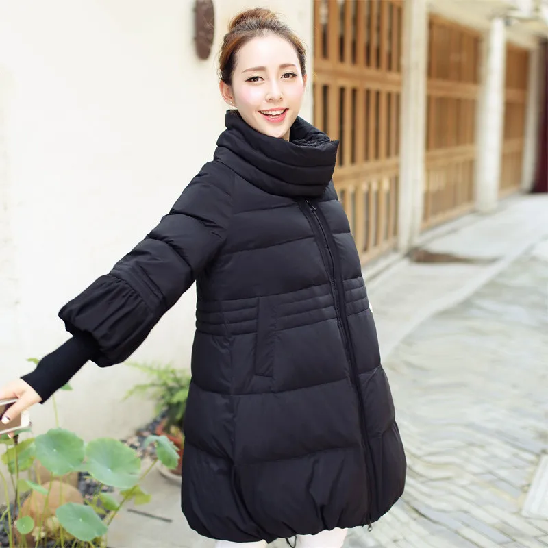 

According to Nalini 2019 New Style Korean-style A- line Medium-length dou peng kuan Cotton Overcoat Female Winter Thick Cotton F