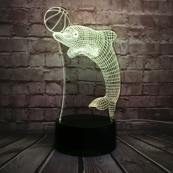 

Kawaii Dolphin Play Ball 3D Lamp Cartoon USB Night Light Multicolor LED RGB Lighting Bulb Luminaria Kid toy Christmas Gift