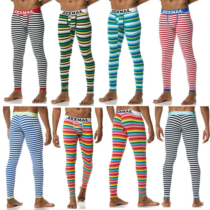 mens long underwear Jockmail Long Johns Mens Fashion Stripe Printing Rainbow Leaf Pattern Thermo Underwear Pants Mens Leggings Thermal UnderPantsNew Thermal Underwear Men Long Johns Hombre Winter Warm Thicken Thermo Underwear Pants Mens Leggings Thermal Pants for Men mens thermal long johns