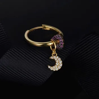 

UMGODLY Fashion 1PC Gold Color Moon Hear Charm Earrings Micro Pave Cubic Zirconia Stones Women Party Jewelry