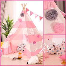 Детская палатка для скалолазания, детская палатка для помещений, детский игровой домик в розовую и белую полоску, Вигвама, палатка для детей