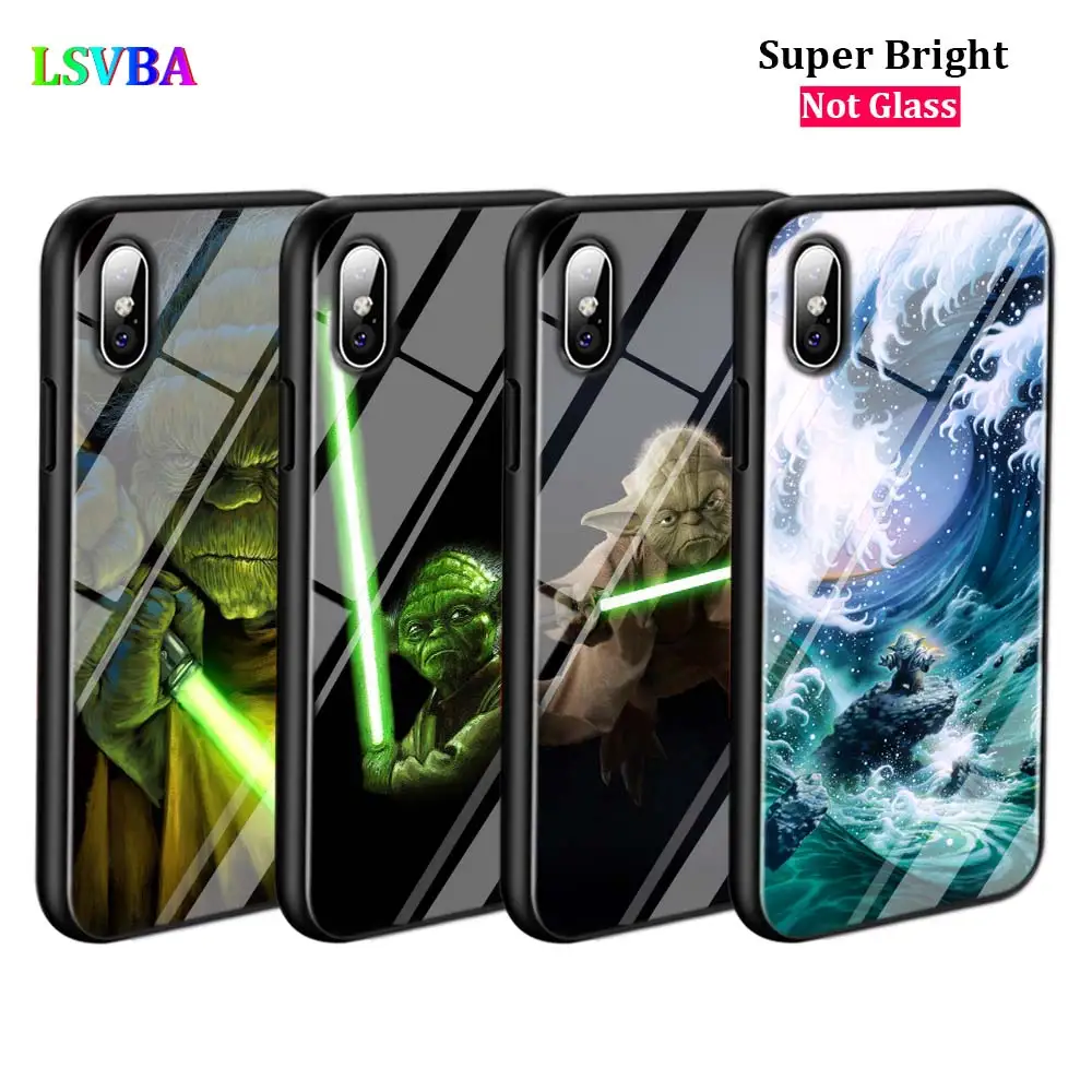 

Black Cover Star Wars Yoda for iPhone X XR XS Max for iPhone 8 7 6 6S Plus 5S 5 SE Super Bright Glossy Phone Case