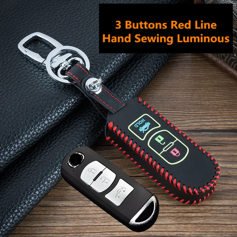 Luminous-Leather-keychain-Car-Remote-Key-Case-Cover-For-Mazda-6-Mazda-3-Axela-Atenza-CX (3)