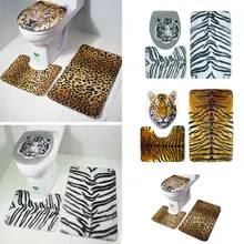 Туалет 3 шт./компл., принт с животными, Декор для дома и сада прочный нескользящий коврик для ванной коврик для ног с принтом тигра и леопарда; Ванная комната