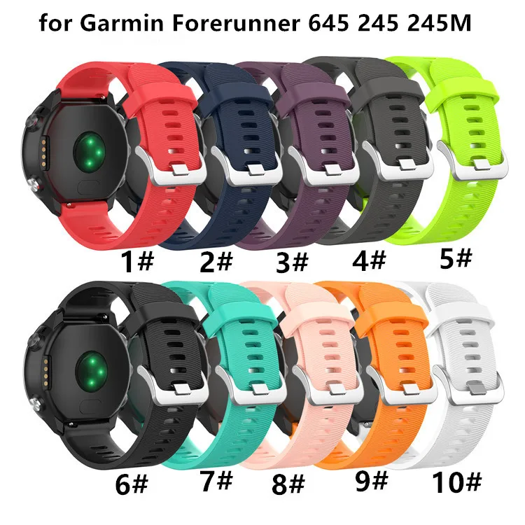 20MM Soft Silicone Replacement Strap Solid Color Breathable Watch Band Wristband For Garmin Forerunner 245 245M 645 Smart | Электроника