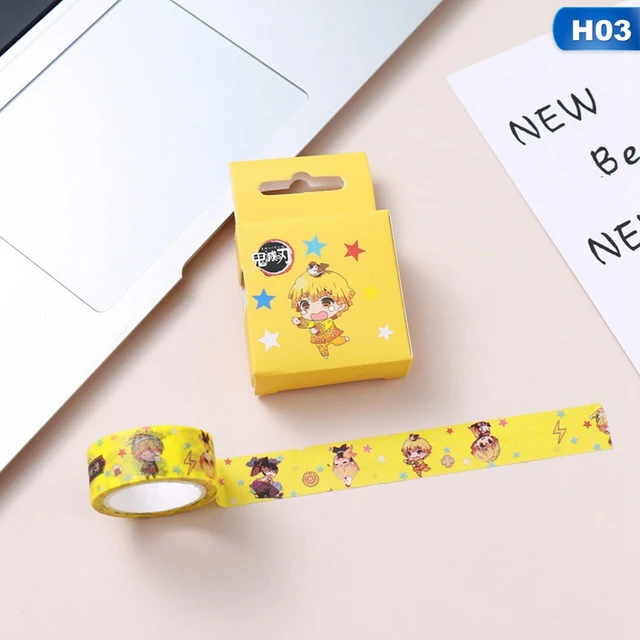 1Pc Demon Slayer Anime Washi Tape Crafts Adhesive Paper  Diy Scrapbooking  Masking Tape Printed Pattern Sticker Decals H03