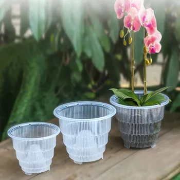 

10/12/15cm flower pot Orchid Clear Flower Pot Plastic Slotted Breathable Orchid Pots горшок для цветов