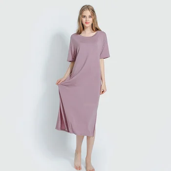 

2020 Pregnant Women Nightgown O-neck Loose Half Sleeve Soft Modal Sleepwear Large Size Casual Comfort Nightdress