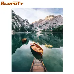 Ruopoty рама горное озеро DIY картина по номерам пейзаж Ручная роспись маслом современная домашняя настенная живопись холст искусство