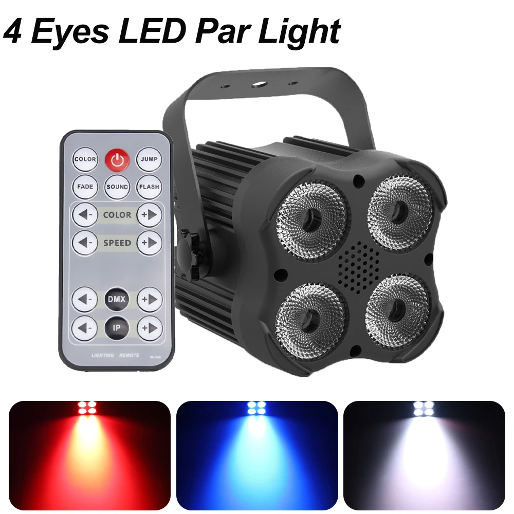 Spedizione Veloce Mini 4 Occhi Led Rgb Par Light Dmx512 Stage Full Color Dyeing Par Light Wedding Dance Party Xmas Projector Light