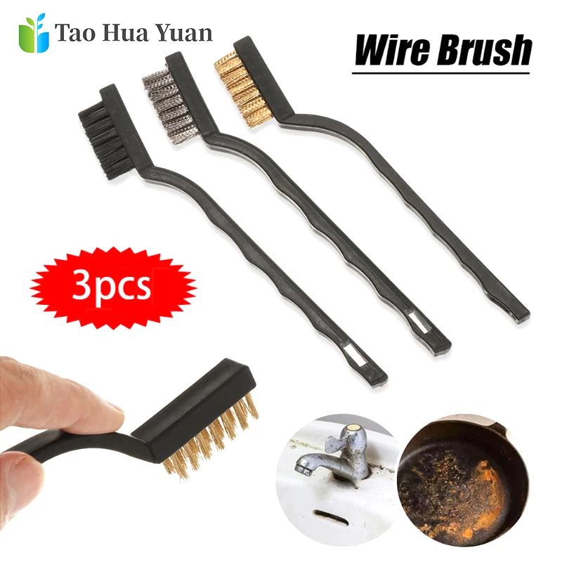 Mini cepillos industriales para eliminación de óxido, juego de herramientas  de mano para limpieza y fregado de alambre de Metal, 3 piezas|Cepillo| -  AliExpress