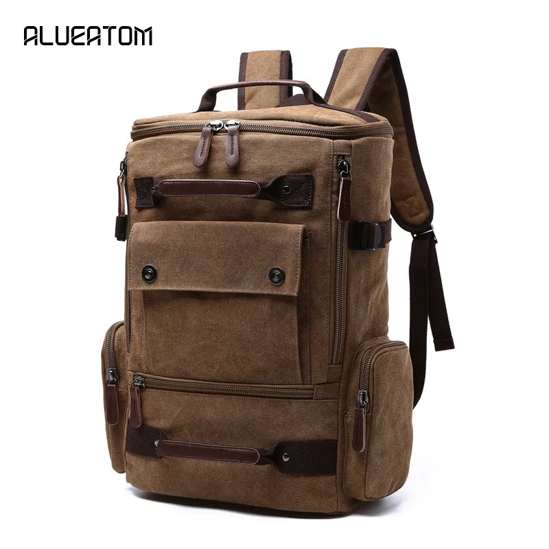 

Men Canvas Backpack Male Laptop College Student School Bags for Teenager Vintage Mochila Casual Rucksack Travel Daypack
