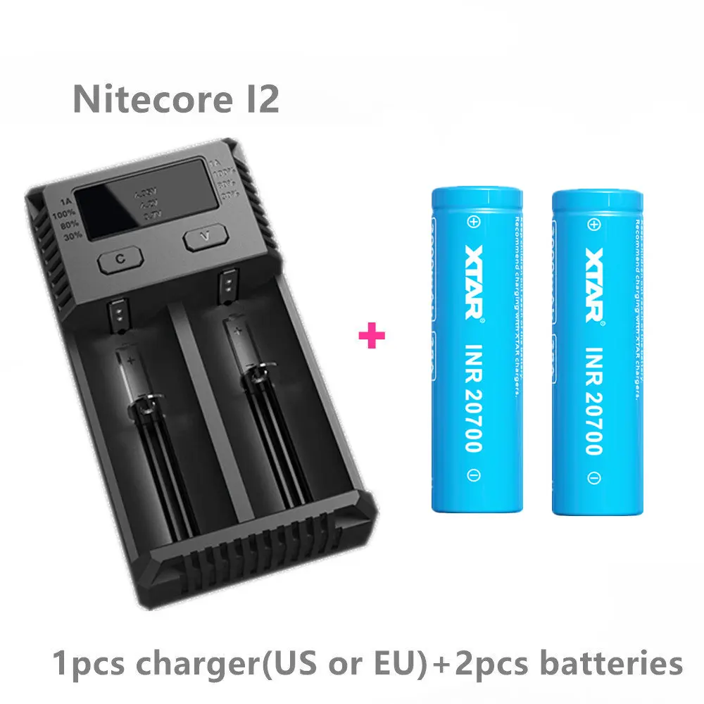 

2 pcs XTAR INR 20700 3000mah max pulse discharge current 35A rechargeable battery with VC2 charger / or nietcore i2 charger