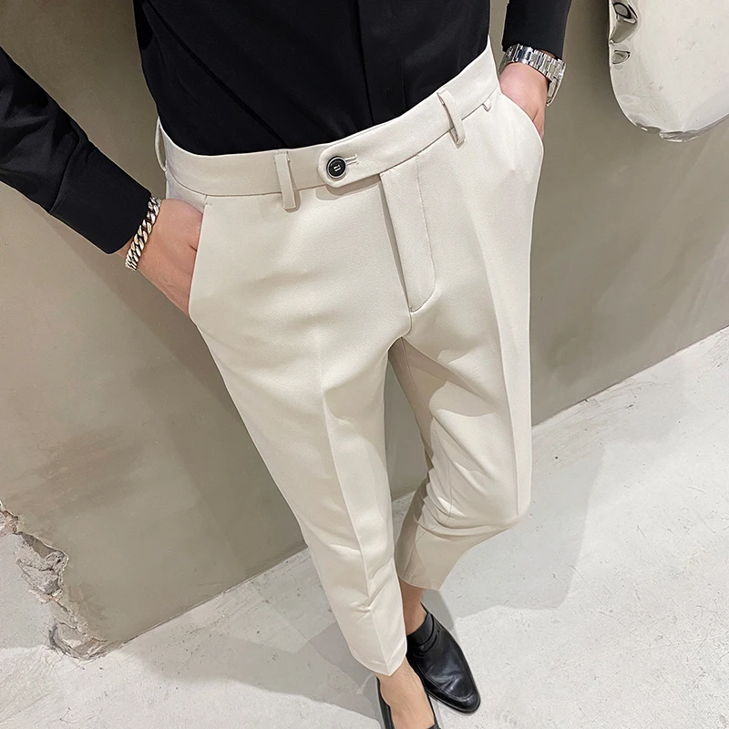 

Fashion Men Suit Pants Formal Business Dress Pants Wedding Dress Office Social Pants Casual Slim Streetwear Trousers clothing