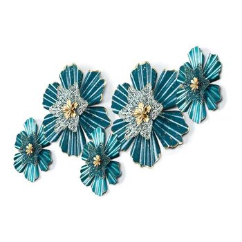 

New Europe Art Wall Wrought Iron 3D Simulation Flowers Plant Wall Mural Crafts Decoration Home Porch Wall Hanging Ornament R1286